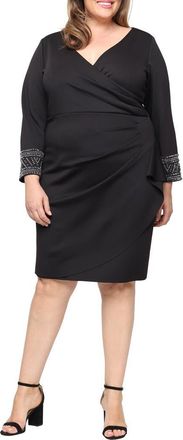 Alex Evenings Embellished Scuba Crepe Cocktail Dress in Black at Nordstrom, Size 24W
