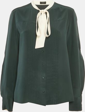Joseph Blue Silk Pintuck Blouse