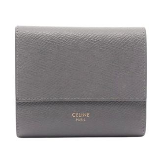 Celine Pre-owned Wallets, female, Gray, Size: ONE SIZE Pre-owned Small Trifold Wallet Leather Wallet