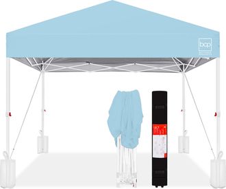 Best Choice Products 10x10ft Easy Setup Pop Up Canopy w/ 1-Button Setup, Wheeled Case, 4 Weight Bags