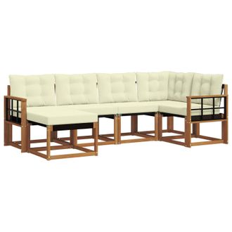 vidaXL Conjunto De Sof&aacute;s De Exterior Con Coj&iacute;n 6 Pcs Natural Y Crema Vidaxl