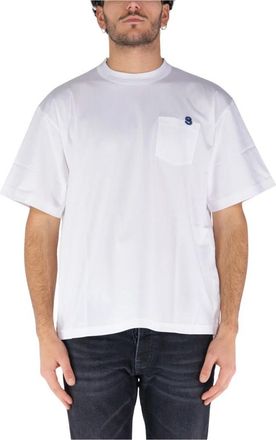 sacai Tops, Heren, Wit, L, Katoen, Ronde Hals T-shirt