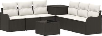 vidaXL Juego De Sof&aacute; 8 Uds. Negro Y Blanco Crema Vidaxl