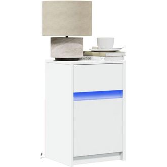 vidaXL Bedside Cabinet with led Lights White Engineered Wood Vidaxl