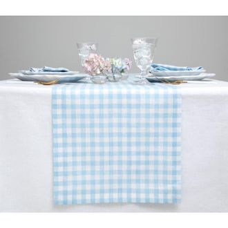 Solino Home Linen Table Runner for Dining Table, Holiday and Everyday Table Decor - Gingham Check in Blue Bell at Nordstrom, Size Xx-Small
