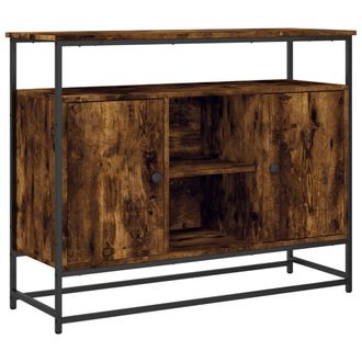 vidaXL Aparador De Madera De Ingenier&iacute;a Roble Ahumado 100x35x80 Cm Vidaxl