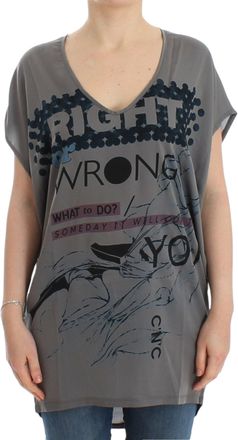 Costume National Grijs V-hals lange t-shirt