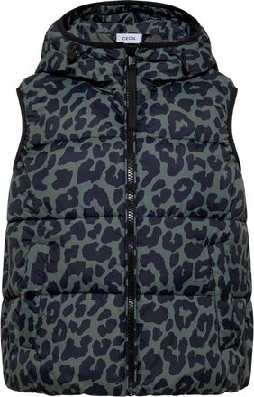 Cecil Gewatteerd Vest met Capuchon en Zakken - Dames - Bodywarmers - Groen - M - Polyester - Jassen