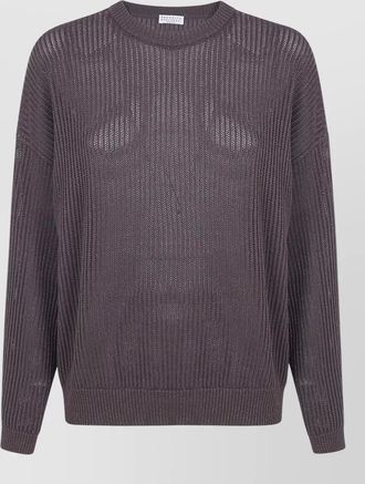 Brunello Cucinelli crew neck sweater long sleeve sheer ribbed