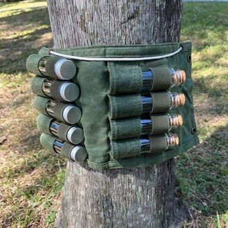 OEM Set De Especias De Viaje, Con 9 Mini Botellas De Vidrio, Especias Set De Camping, Set De Especias Para Camping, Picnic, Verde, Lona, 38,519 Cm