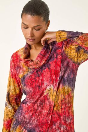 Roman Textured Burnout Cowl Neck Top