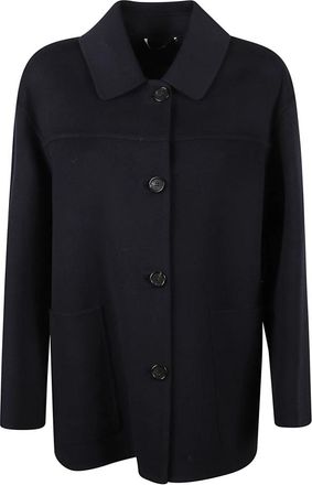 Max Mara Giugno Pea Coat - Dames - Mantel - Blauw - XS - Wol - Jassen