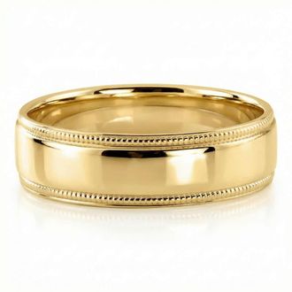 Pompeii3 Mens Milgrain Polished Wedding Band 14k Gold or Platinum Ring
