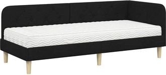 vidaXL Corner Bed Frame with Mattress Black 80 x 200 cm Fabric vidaXL