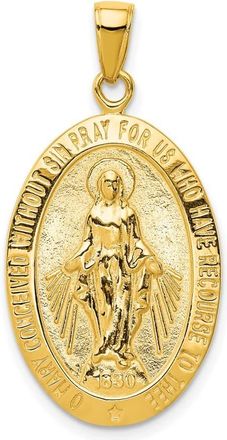 Diamond2Deal 10k Yellow Gold Gold Satin and Polished Finish Miraculous Medal Pendant