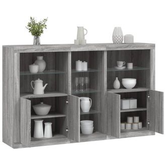 Berkfield Home Sideboard with LED Lights Grey Sonoma 162x37x100 cm | Size: 162 x 37 x 100 cm