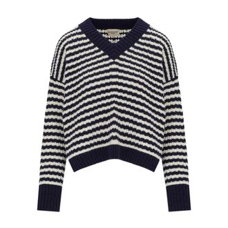 Max Mara Jersey Spiga con cuello de pico - Knitwear - Mujer - Azul - XS
