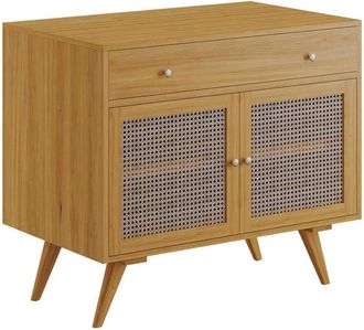 Vente-Unique Mobile sotto lavabo 90 cm in Teak chiaro e Cannage - MANSULAN