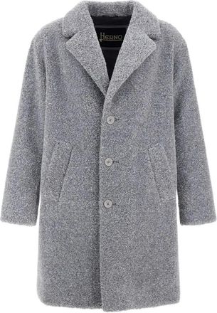 Herno Mohair Wool Single-Breasted Jas - Heren - Mantel - Grijs - M - Wol - Jassen
