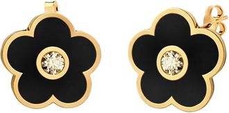 Gabi Rielle Femme Felling 14K Plated Black Agate Cz Post Earrings