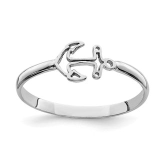 Diamond2Deal 14K White Gold Polished Anchor Ring