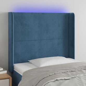 vidaXL Cabecero Con Led De Terciopelo Azul Oscuro 83x16x118/128 Cm Vidaxl