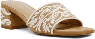 Anne Klein Dolls Block Heel Sandal in Sand Suede at Nordstrom, Size 9.5