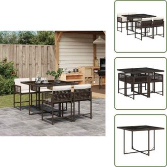 vidaXL Cuscini da giardino - vidaXL Set da Pranzo da Giardino 5pz con Cuscini in Polyrattan Marrone - Rattan PE