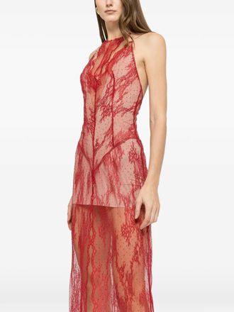 Nissa rhinestone-embellished lace maxi dress - women - Nylon/Polyester/Spandex/Elastane - 36 - Red
