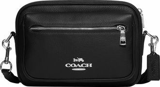 Coach Mens Elias Crossbody in Pebbled Leather Bag - Black - One Size