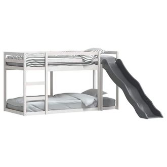 vidaXL Vidaxl - Litera Con Tobog&aacute;n Y Escalera Madera Maciza Blanco 90x190 Cm