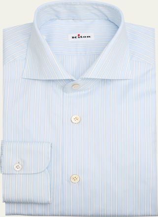 Kiton Mens Cotton Stripe Dress Shirt