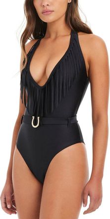 Red Carter Shine Solids Western Fringe One-Piece