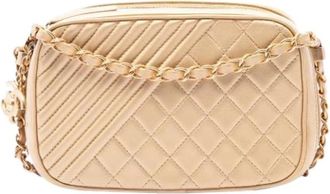 Chanel Pre-owned Coco Boy Camera Bag - Dames - Vintage Schoudertas - Beige - ONE Size - Leer - Vintage