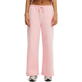 Cotton On Womens Active Plush Tie Waist Wide Leg Sweatpant in Cherry Dream at Nordstrom, Size Xx-Small