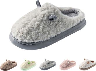 Generic Bunny Ear Slippers Sheep Slippers Women Cute Plush Slipper Cozy Faux Fur Lined Slipper Warm Bedroom Sliders Solid Colour Daily Wear Slides For Indoor 
