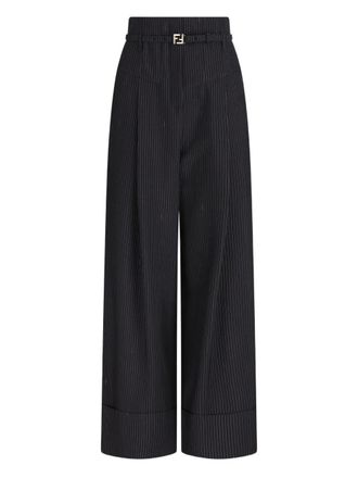 Fendi pinstripe belted trousers - Blue