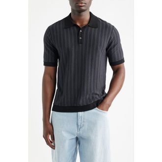 Rag & Bone Zuma Stripe Terry Cloth Polo in Navy at Nordstrom, Size Xx-Large