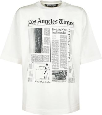 Palm Angels Tops, Heren, Wit, M, Katoen, Stijlvolle Tees en Polos Collectie