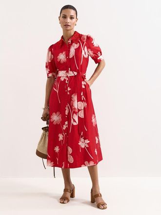 Phase Eight Delphine Midi Red Dress, Self-Tie Waist at Nordstrom, Size 10