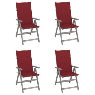 vidaXL Vidaxl - Sillas Reclinables Jard&iacute;n Y Cojines 4 Uds Madera Maciza Acacia