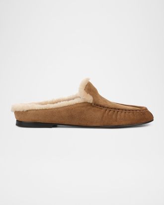 Vince Tevin Suede Shearling-Lined Loafers