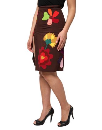 Dolce & Gabbana Floral High-Waist Skirt - Brown