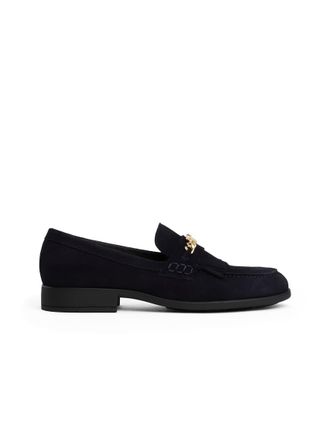 Tommy Hilfiger Mocassini neri in camoscio con catenina-Nero