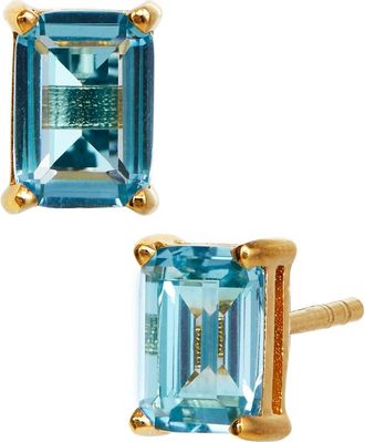 Savvy Cie Jewels Vermeil Sterling Silver Emerald Cut CZ Box Stud Earrings in Blue at Nordstrom Rack