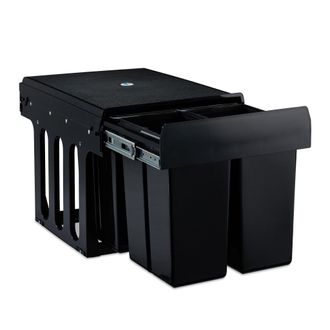 Relaxdays Relaxdays - Cubo De Basura 4 Compartimentos, Papelera Cocina Extra&iacute;ble Bajo Fregadero, 4x 8 L, 35,1 X 34,3 X 48 Cm, Negro