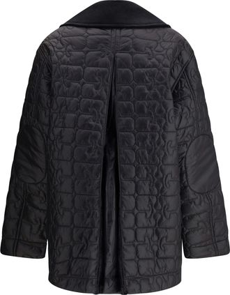 Ganni Womens Glossy Finish Down Jacket Phantom Nylon Coat
