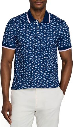 ConStruct Slim Fit Gone Fishing Polo Short Sleeve Shirt in Navy/pink at Nordstrom, Size Xx-Large