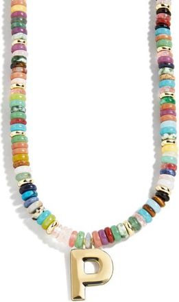 BaubleBar Marcella Initial Necklace in Gold - P at Nordstrom