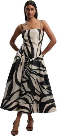 Karen Millen Floral Jacquard Maxi Prom Dress in Mono at Nordstrom, Size 10